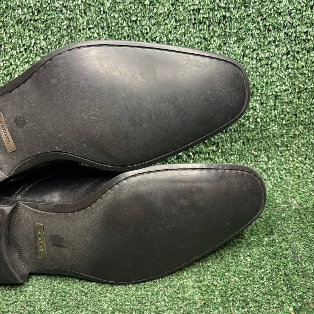 Magnanni‎ Leather Lace Up Apron Toe 12653 Classic Derby Shoes Black Mens Sz 11 D